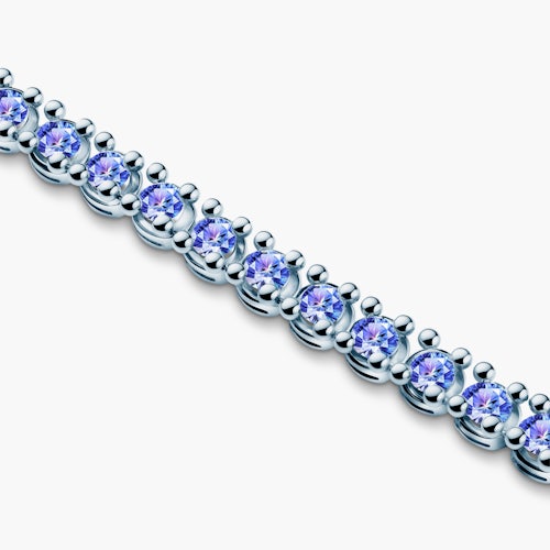 Bransoletka tenisowa Luminy 3,2mm: białe złoto, tanzanity